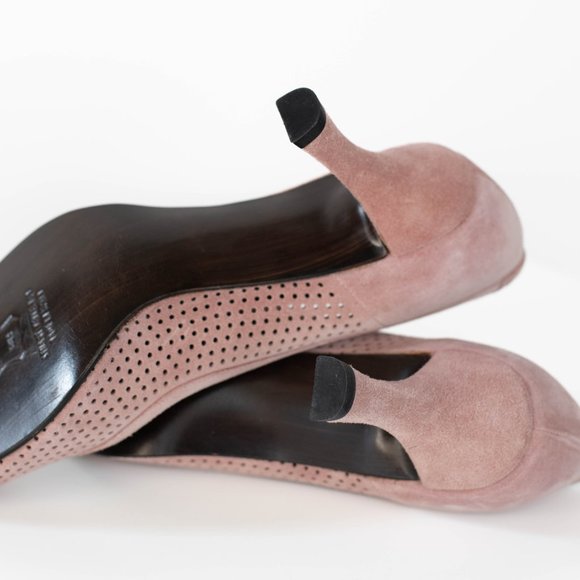 STUART WEITZMAN 7 Narrow Dusty Pink Peep Toe Heels - Picture 9 of 10